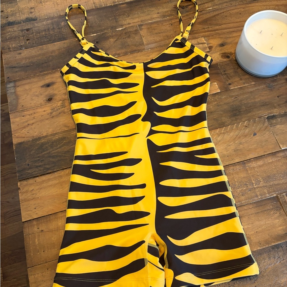 Bold Yellow and Black Tiger Stripe One Piece Swimsuit